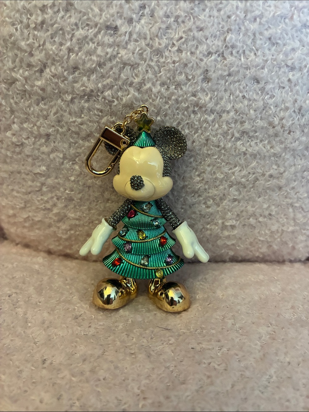 Disney x BaubleBar Mickey Holiday Keychain - Green & Gold - Picture 3 of 5